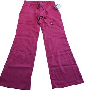 Cherokee Luxe Wine Flare Leg Scrub Pants XS Petite 21100P NWT